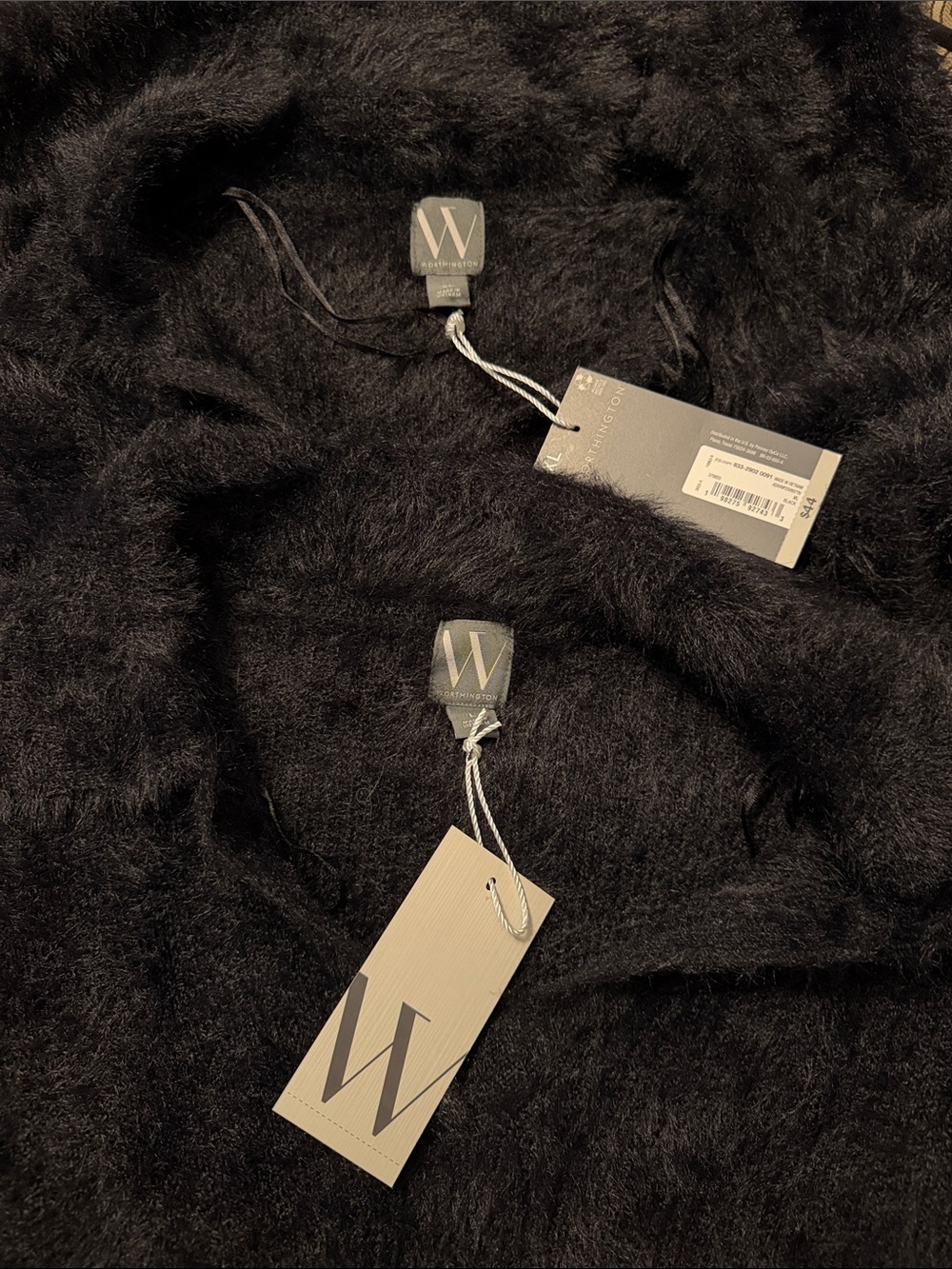 Worthington Black Faux-Fur Cropped Teddy Shirt - Picture 3 of 3